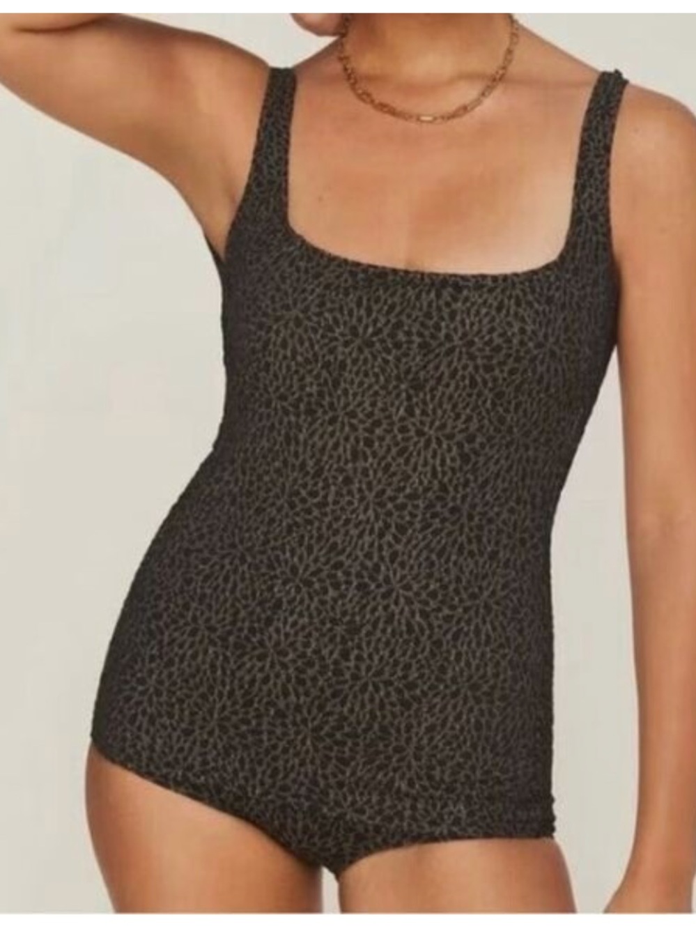 Andie Black Lurex Jacquard One-Piece